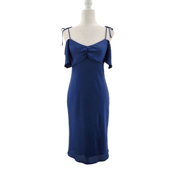 NWT Express Fitted Cut-Out Shoulder V-Neck Flutter Sleeve Cocktail Dress Small - Picture 1 of 11
